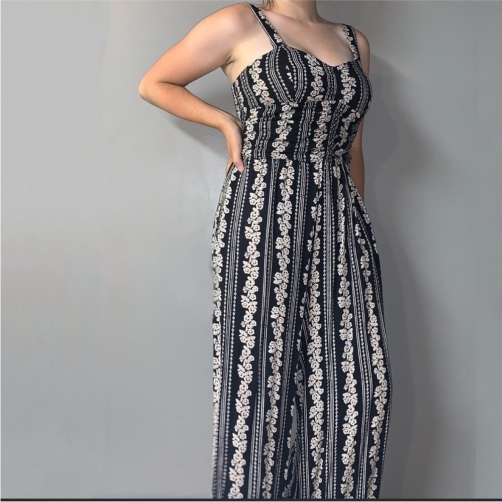 Band of Gypsies Black and White Strapless Jumpsuit